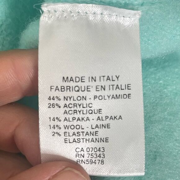 Bianco & Blu Alpaca Wool Blend Wide Yoke Ice Blue Sweater M #DD - Picture 5 of 8